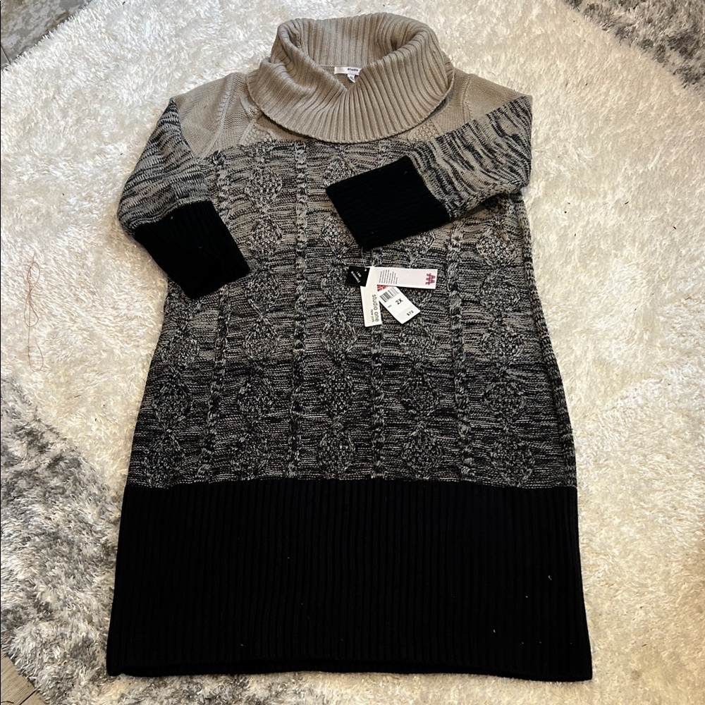 Soft and cozy Elegant Black and Gray Sweater Dress